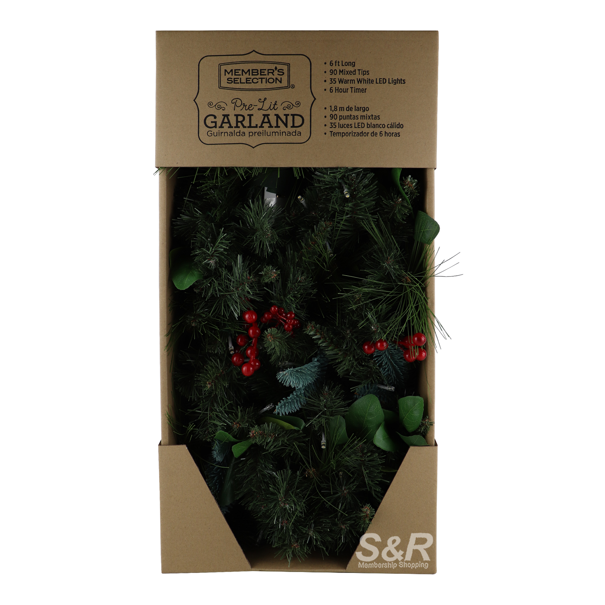 Member's Selection Pre-Lit Garland 1pc Member's Selection Pre-Lit Garland 1pc